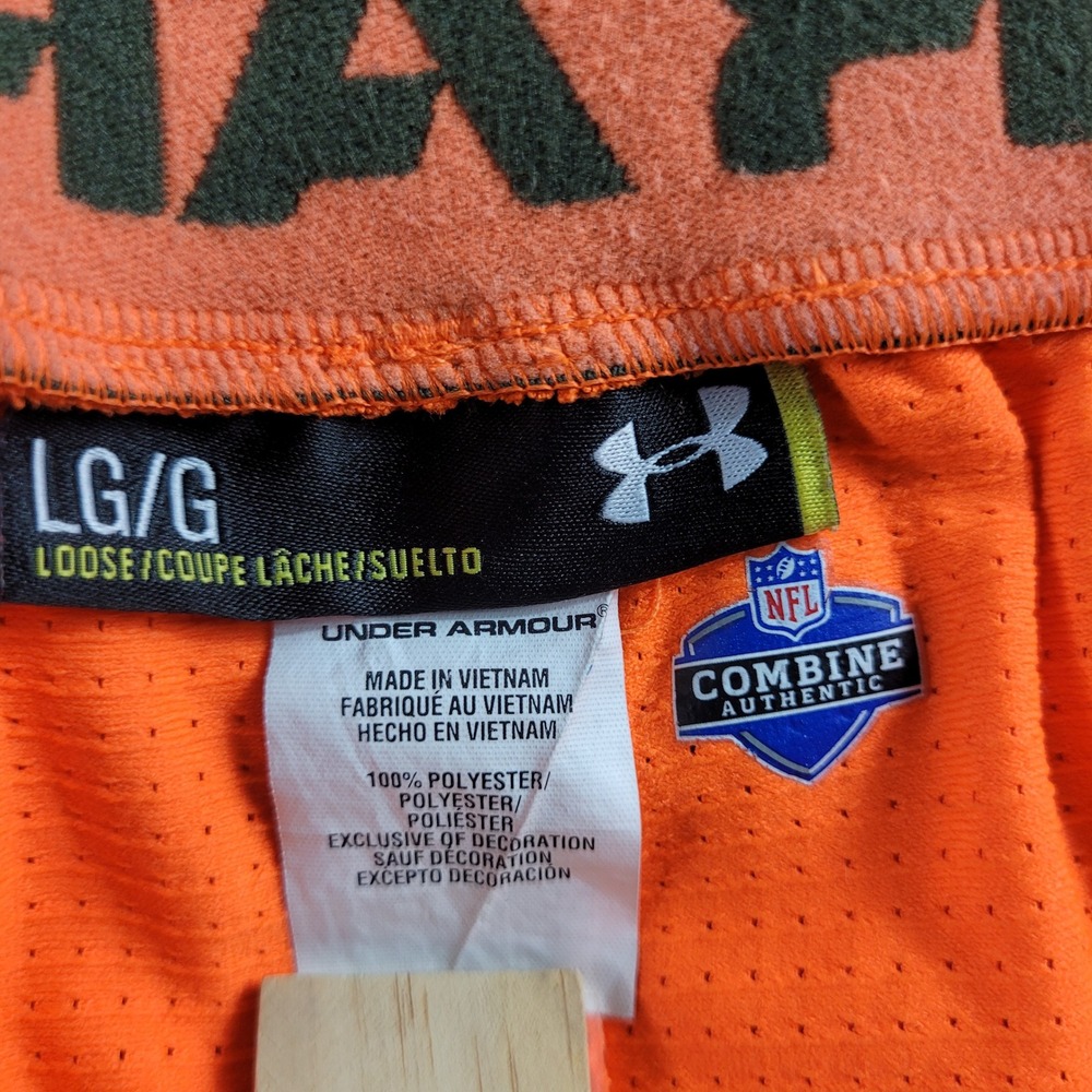 Under Armour NFL Combine Shorts Mens Large Orange 1243227 Training Mesh Excellen - Picture 3 of 13